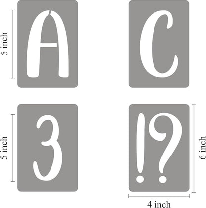 XANGEY 5 Inch Letter Stencils for Painting - 42 Pack Alphabet Letter Number Templates with Signs, Reusable Plastic Alphabet Stencils for Chalkboard Fabric Rock Wood Crafts Painting
