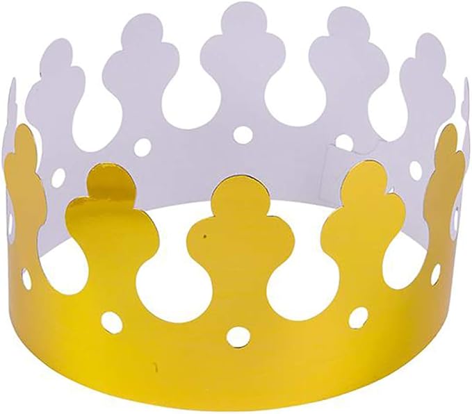 The Dreidel Company Adjustable Gold Foil Crown Birthday Party Paper Crowns, 2 Designs, Party Supplies, Gatherings, & Events