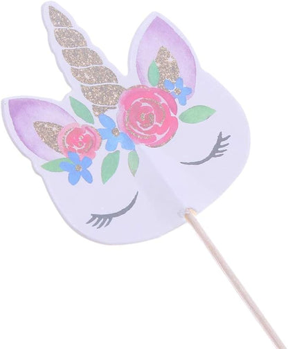 CCINEE 48pcs Rainbow Unicorn Cupcake Toppers Picks Double-Sided Paper Unicorn Cake Toppers for Birthday Party Dessert Decoration