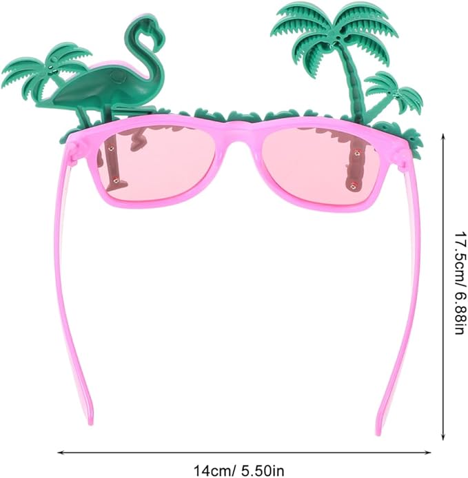 BESTOYARD 2 Pcs Flamingo Sunglasses, Coconut Tree Eyeglasses, Hawaiian Eyewear Props, Summer Photo Booth Accessories