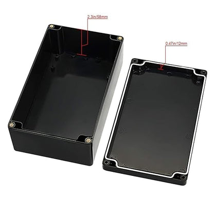 LeMotech Project Box ABS Plastic IP65 Waterproof Dustproof Electrical Junction Box Outdoor Enclosure for Electronics Black 7.87 x 4.72 x 2.95 inch (200 x 120 x 75 mm)(Pack of 2)