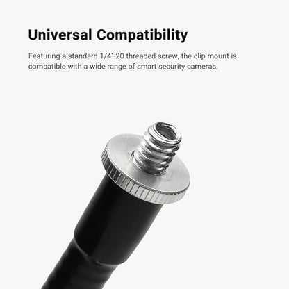Holicfun Clip Mount for Ring, Blink, Eufy, Google Nest, Wyze, and Arlo Indoor Outdoor Cameras, 15cm Gooseneck Arm, Flexible Adjustment, Strong Clamp, Black, 2-Pack