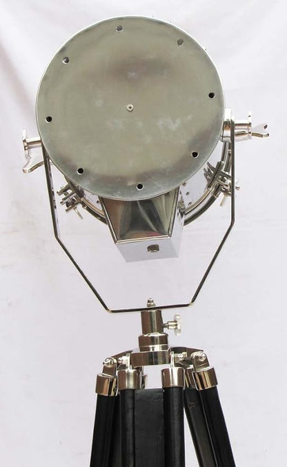 THOR INSTRUMENTS Retro Studio Spot Lamp Floor Tripod Searchlight, Chrome, 185 cm