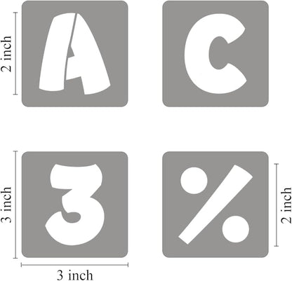 REOLAN 2 Inch Letter Stencils for Painting - 42 Pack Alphabet Letter and Number Stencil Templates with Signs for Painting, Reusable Letters and Numbers Stencils for Chalkboard Wood Signs & Wall Art