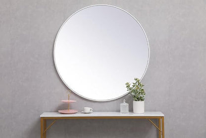 Elegant Decor Eternity 39" Round Mid Century Metal Frame Mirror in Black