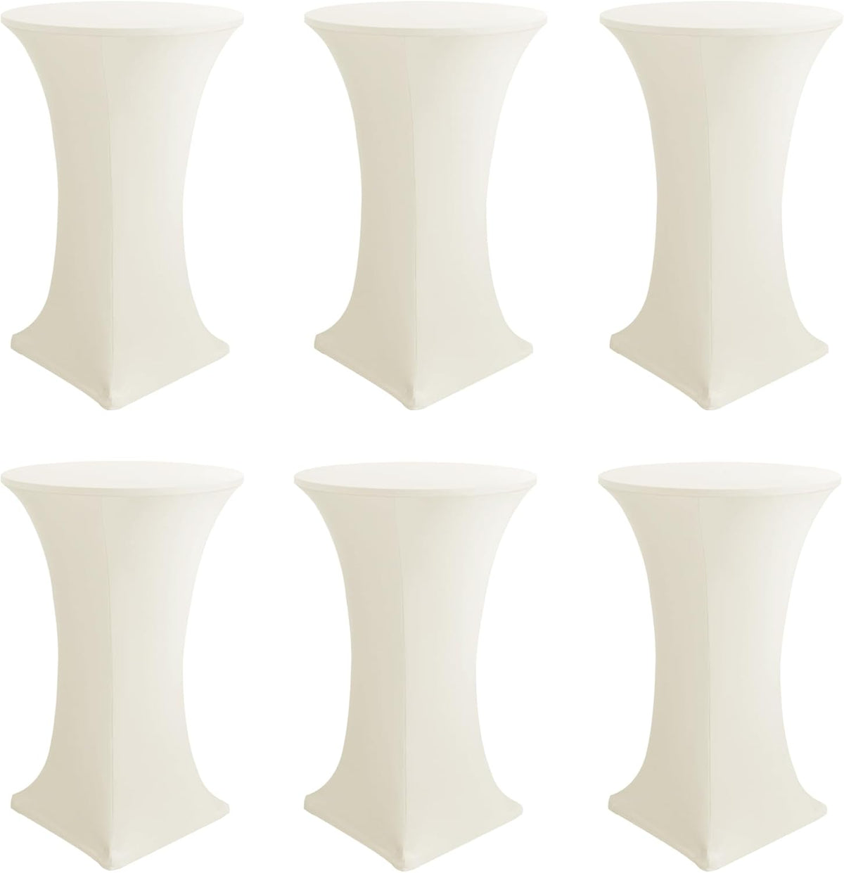 Cocktail Table Covers-Spandex Round High Top Table Cloths 6 Pack 32x43 Inch-Cream Stretch Fitted Bar Tall Tablecloth for Pub Bistro Highboy Party Event Banquet Height Folding Satnding Tables