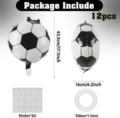 12 PCS 18 Inch Soccer Balloons Birthday Party Decorations Soccer Ball Balloons Party Favors Supplies Giant Large Sports Balloon Lover Theme Christmas Mylar Foil Helium Aluminum Balloon Baby Shower