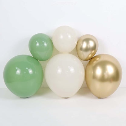 Sage Green Balloon Arch Kit-155pcs Sage Green Sand White Chrome Gold Balloon Garland for Baby Shower Decorations Balloons Decorations and Bridal Shower Birthday Engagement Party Supplies