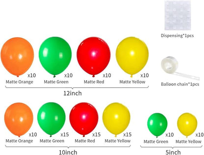 Red, Yellow, Green, Orange Balloons Set - 117PCS Rainbow Balloon Red Green Orange Balloons for Back To School Birthday Baby Shower Graduation Party Decorations