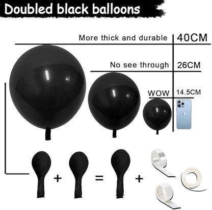 Captank Black Balloons Double Stuffed Balloon Garland Arch Kit Latex Different Size 18/12/5 inch for Birthday Graduation Anniversary Holiday New Year Halloween Ridder Star Wars Theme Party Decorations