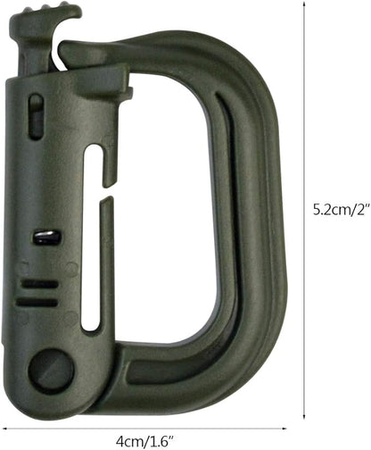 Topbuti 18 pcs Multipurpose Grimlock D-Ring Locking Molle Clips Hanging Hook for Webbing Strap Molle Bag Tactical Backpack