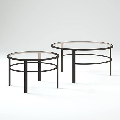 Henn&Hart Round Nested Coffee Table in Blackened Bronze, Coffee Table coffee