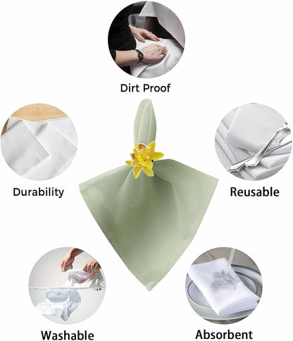 Sage Green Omble Cloth Napkins Set of 8 Reusable Dinner Napkins, Modern Abstract Art Cocktail Napkin, Farmhouse Gradient Washable Table Napkins for Wedding/Holiday Party/Baby Shower 20"x20"