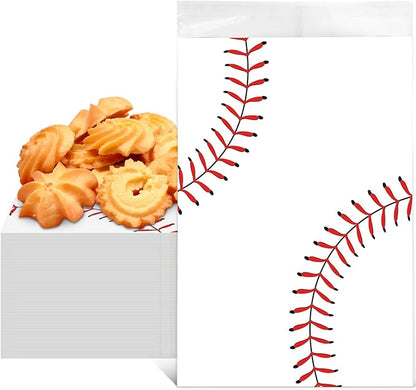 Tinlade 100 Pcs Gift Bags 5 x 7 Inch Treat Bag Favor Bag Self-Adhesive Candy Bag for Supply (Baseball)