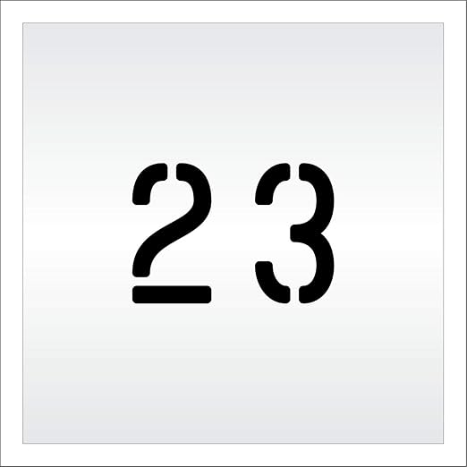 Pavement, Curb, and WheelStop Stencils - 4 inch Double Number Stencil - (23) - 4" x 5.5" x 1/16" (63 mil) - Light-Duty