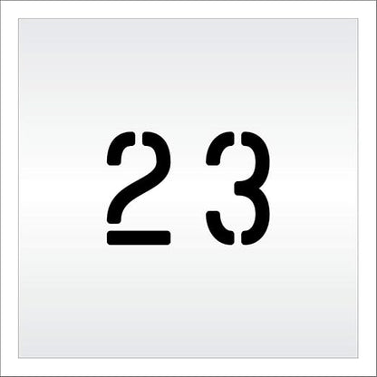 Pavement, Curb, and WheelStop Stencils - 4 inch Double Number Stencil - (23) - 4" x 5.5" x 1/16" (63 mil) - Light-Duty
