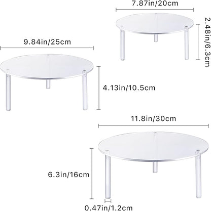 Supkiir Acrylic Cake Stand, 3Pcs Round Clear 3 Tier Cupcake Stand Cake Holder for Cupcake Dessert Cake Pizza