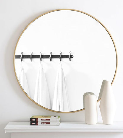 Elegant Decor Eternity 36" Round Metal Frame Mirror in Black