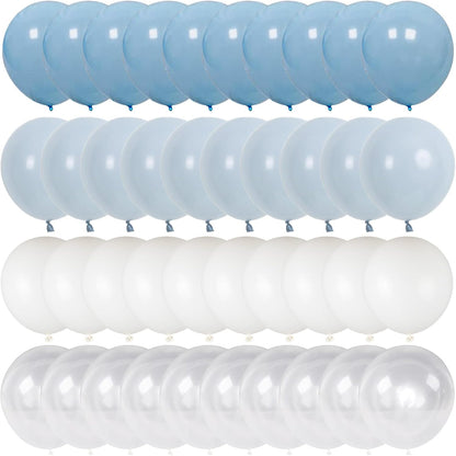 50pcs Dusty Blue Balloon Arch Kit, 12” Pastel Blue and White Clear Balloons for Birthday Wedding Baby Bridal Shower Themed Parties
