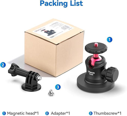 ULANZI Magnetic Camera Mount for Action Camera, Strong Magnetic Mount with 360° Rotation Ball Head and Built-in 6 Magnets, Compatible with Gopro Hero 13/12/11/10, DJI Osmo Action Osmo Nano, Insta360