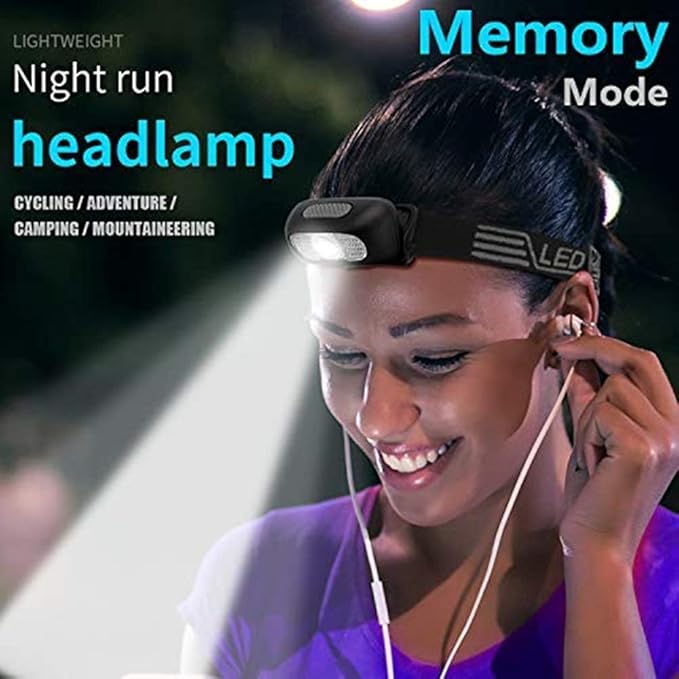 Rechargeable Headlamp, 500 Lumen Ultra Bright Head Lamp 5 Lighting Modes with Red Light,IPX4 Waterproof Adjustable Strap Headlamp Flashlight for Adult Emergency, Running, Camping, Cycling