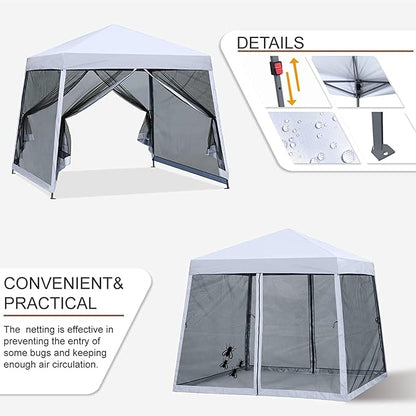MASTERCANOPY Pop Up Gazebo Canopy with Netting (10x10, White)