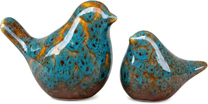 statueBird Statues, Modern Home Decor, Suitable for desks, Bookshelves, bedrooms, Living Rooms, cabinets, and Fireplace Mantel Decorations. Ceramic Animal Statues. (Blue)