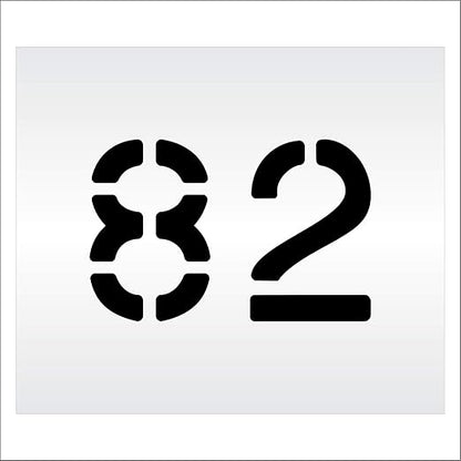 Pavement, Curb, and WheelStop Stencils - 6 inch Double Number Stencil - (82) - 6" x 9" x 1/16" (63 mil) - Light-Duty