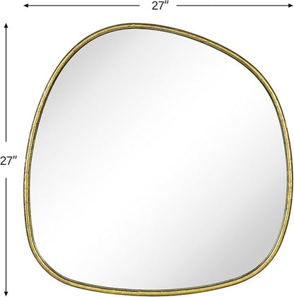 TEHOME Asymmetrical Irregular Shaped Antiqued Gold Foil Asymmetrical Accent Mirror Irregular Bathroom Wall Mirror