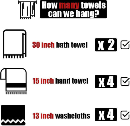 JQK Double Bath Towel Bar, Brushed Gold 33 Inch 304 Stainless Steel Thicken 0.8mm Towel Rack for Bathroom, Towel Holder Wall Mount, Useable Length 30 Inch, TB100L30-BG