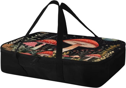 Mushroom Insulated Casserole Carriers for Hot or Cold Food Casserole Dish Carrying Case with Heat Resistant Lining Reusable Food Carrier Fits 11 x 15 or 9 x 13 Baking Dish