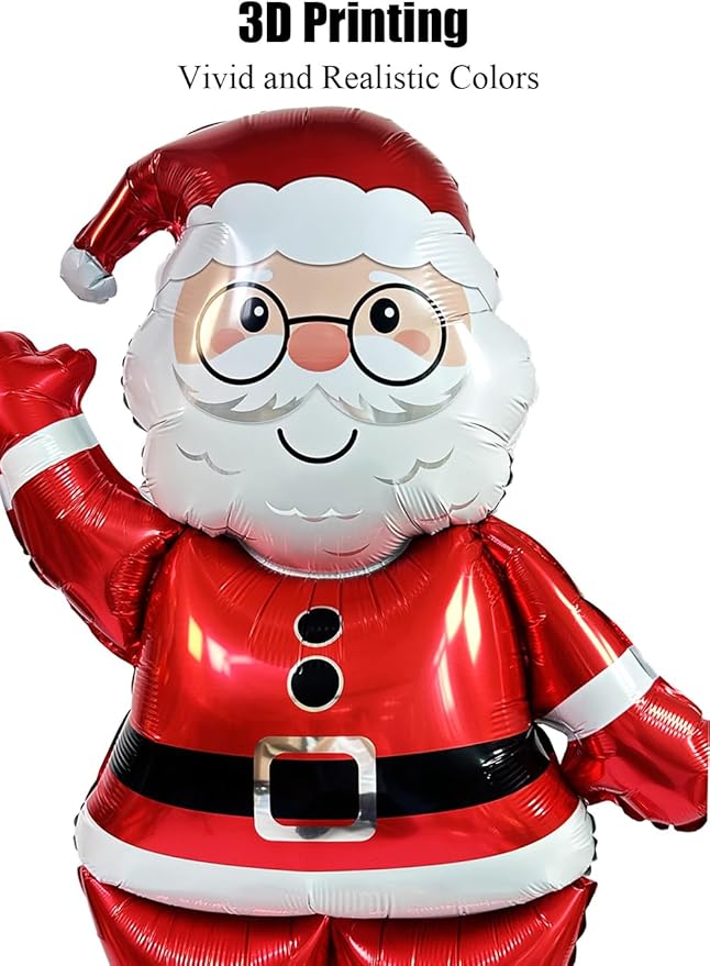 2pcs 61" Large Size Standing Santa Claus Foil Balloon, For Christmas Decoration, Christmas Tree Decoration and Xmas Party Supplies, Birthday Party Photo Booth Props