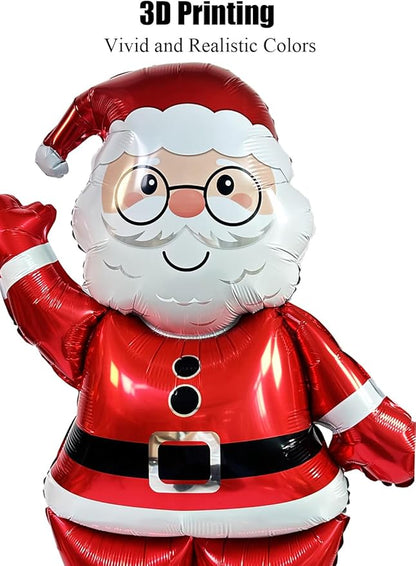 2pcs 61" Large Size Standing Santa Claus Foil Balloon, For Christmas Decoration, Christmas Tree Decoration and Xmas Party Supplies, Birthday Party Photo Booth Props