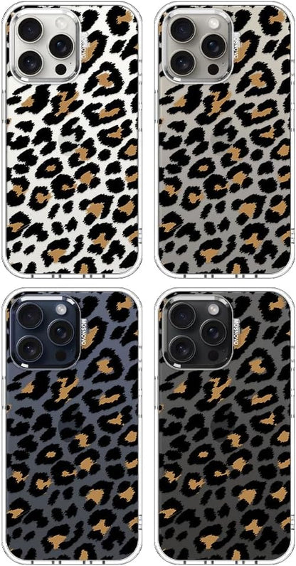 MOSNOVO Case for iPhone 15 Pro Max, [Buffertech 6.6ft Military-Grade Drop Protection] [Anti Peel Off Tech] Clear TPU Bumper Phone Case Cover Design - Leopard Print