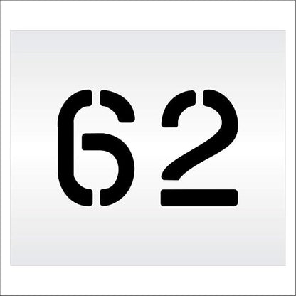 Pavement, Curb, and WheelStop Stencils - 6 inch Double Number Stencil - (62) - 6" x 9" x 1/8" (128 mil) - Pro-Grade