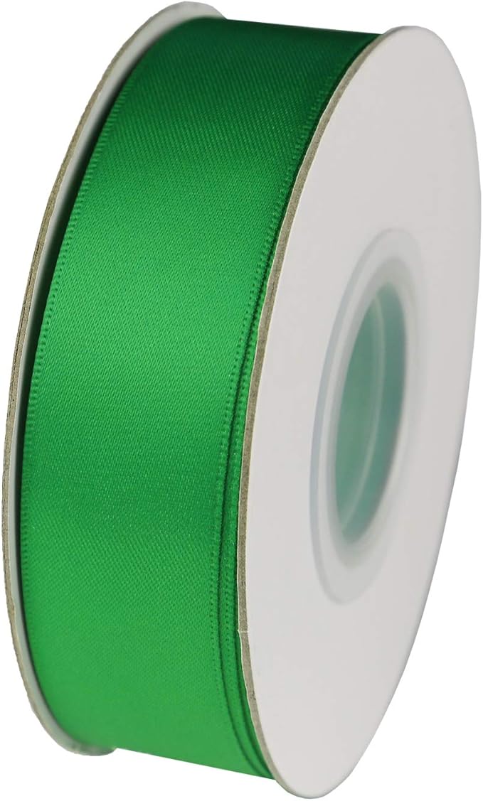 ITIsparkle 1" Inch Double Faced Satin Ribbon 50 Yards-Roll Set for Gift Wrapping Scrap Books Party Favor Hair Braids Baby Shower Decoration Floral Arrangement Craft Supplies, Emerald Ribbon