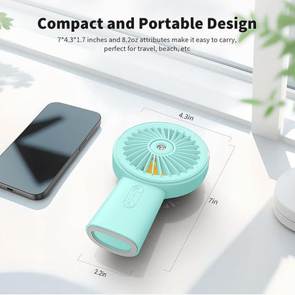 Otlonpe Handheld Misting Fan Portable, Small Personal Hand Held Rechargeable Mist Fan Water Spray, 4000mAh Battery Operated Hand Mister Fans 3-Speed, 4-15 Hrs Runtime for Travel Home Office Outdoor
