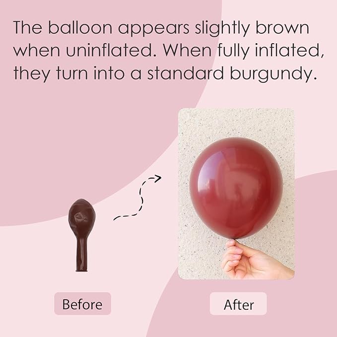 120pcs Burgundy Balloons, 18 12 10 5 inch Maroon Balloons Different Sizes Burgundy Balloon Arch Kit for Birthday Graduation Wedding Baby Shower Party Decorations