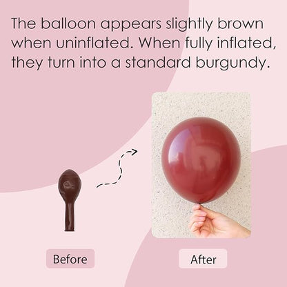 120pcs Burgundy Balloons, 18 12 10 5 inch Maroon Balloons Different Sizes Burgundy Balloon Arch Kit for Birthday Graduation Wedding Baby Shower Party Decorations