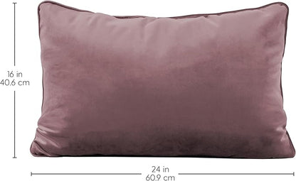 FDP 16" x 24" Velvet Rectangle Lumbar Pillow Set with Piping Decorative Throw Pillow for Home Dcor in Living Room, Bedroom or Lounge (2-Pack) - Mauve, 15160-112
