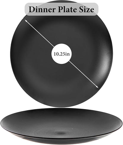 EI enjonirinjonir 80pcs Black Plastic Plates Disposable for Dinner,10.25inch Party Plates Disposable Heavy Duty,Elegant Matte Plastic Plate Frosted is Ideal for Wedding/Birthday//Tables Decoration