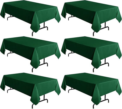 sancua 6 Pack Hunter Green Tablecloth 60 x 102 Inch, Rectangle 6 Feet Table Cloth - Stain and Wrinkle Resistant Washable Polyester Table Cover for Dining Tables, Buffet Parties and Camping