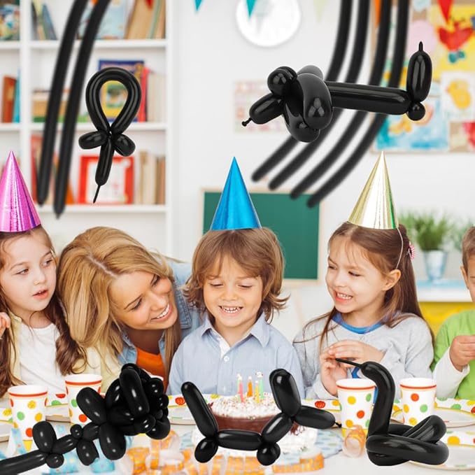 Black Balloons 100 Pcs - 260 Long Balloons for Tying Arch, Twisting & Decorating Birthdays, Halloween, Weddings & More