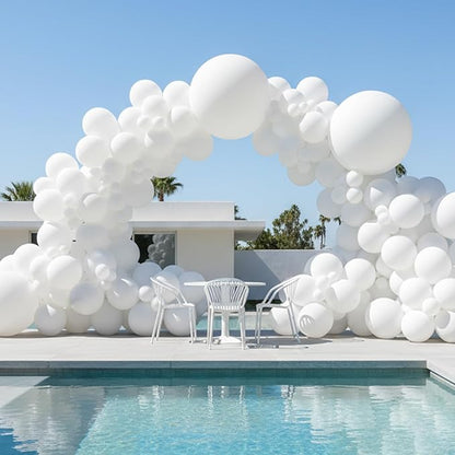 Patimate White Balloons - 150pcs 5 Inch White Latex Party Balloons for Engagement Anniversary Bachelorette Bridal Shower Wedding Baby Shower Party Birthday Decorations