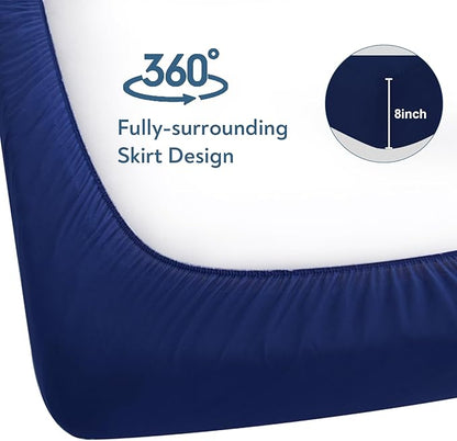 Waterproof Crib Sheets for Boys 2 Pack, Fitted Baby Crib Sheet Neutral 52" x 28" for Standard Crib and Toddler Bed Mattress, Soft and Breathable Kid Toddler Sheets for Boys or Girls, Grey & Navy