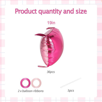 36pcs Hot Pink Square Foil Balloons Wall Backdrop, Double Sided Magenta Mylar Balloons Tunnel for Anniversary Bachelorette Wedding Proposal Birthday Valentines Day Pink Party Decorations