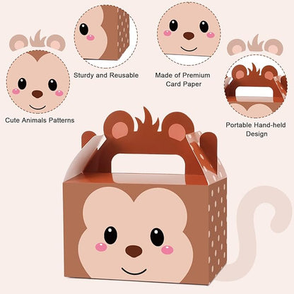 24 Pack Jungle Safari Animals Party Favor Boxes Zoo Animals Theme Happy Birthday Treat Boxes Party Decorations Bags Candy Goodies Gift Boxes for Kids Party Supplies 6 x 3 x 3.5 Inches