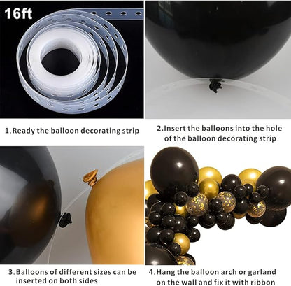 Lukiituke Black and Gold Balloon Arch Kit, 114Pcs Gold Latex Balloons, 4 Size Black New Years Party Balloons for Birthday Decorations, New Years, Wedding, Graduation Decorations