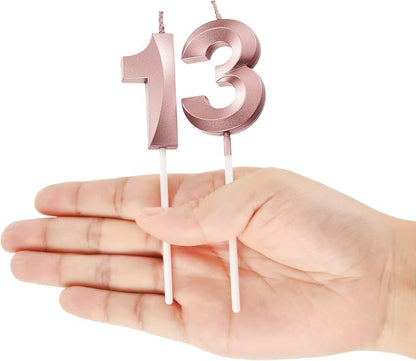 BBTO 13th & 31st Birthday Candles Number Candles Cake Topper Decoration for Birthday Wedding Anniversary Celebration Supplies(Rose Gold)