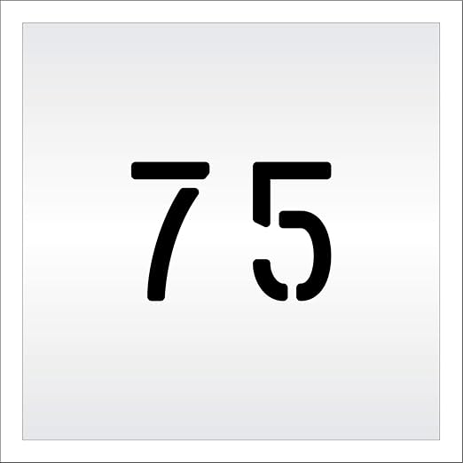 Pavement, Curb, and WheelStop Stencils - 4 inch Double Number Stencil - (75) - 4" x 5.5" x 1/16" (63 mil) - Light-Duty
